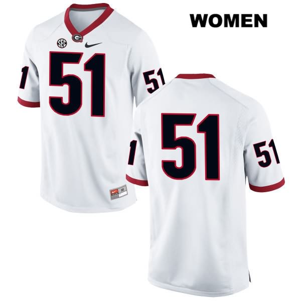 Georgia Bulldogs Women's David Marshall #51 NCAA No Name Authentic White Nike Stitched College Football Jersey ONC2056YO